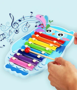 Vaikų Montessori Švietimo Žaislas Medinis Kselofonu Muzikos Žaislai Mielas Gyvūnų Pelėda Liūtas Kselofonu Su Mallets Vaikams Berniukai Mergaitės