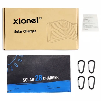 Xionel 28W Lankstymo mobiliųjų telefonų USB Portable Solar Panel Greito Įkrovimo Mobilusis Telefonas atsparus Vandeniui Saulės Įkroviklis