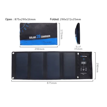 Xionel 28W Lankstymo mobiliųjų telefonų USB Portable Solar Panel Greito Įkrovimo Mobilusis Telefonas atsparus Vandeniui Saulės Įkroviklis