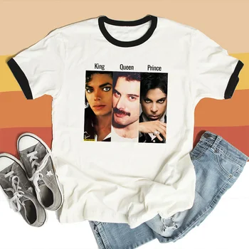Freddie Mercury ir Michael Jackson Moterų marškinėliai Lgbt Hipster MJ OLODUM marškinėlius Moterims Streetwear Tumblr Drabužiai, Marškinėliai, Femme