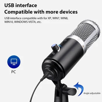 Nešiojamas USB Laidinis Mikrofonas Įrašymo Studijoje Transliacijos Mic su Trikojis Stovas Suderinamas su Dauguma Kompiuterių ir Nešiojamieji kompiuteriai