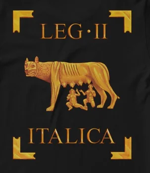 2-ojo Legiono, Italica su Captioline Vilkas Rodomas Atgal Kaip Legionary Vexillum vyriški Marškinėliai
