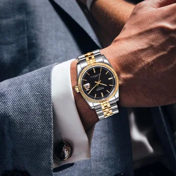 Parnis 36mm Vyrai Žiūrėti Prabangos Prekės Aukso Automatinis laikrodis Vyrams Sapphire Kristalas Deimantų Apyrankė Nerūdijančio Relogio Masculino