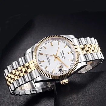Parnis 36mm Vyrai Žiūrėti Prabangos Prekės Aukso Automatinis laikrodis Vyrams Sapphire Kristalas Deimantų Apyrankė Nerūdijančio Relogio Masculino