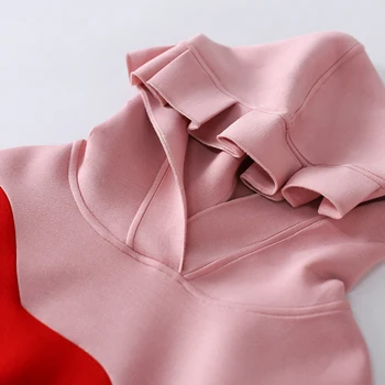 Saldus Širdies Moteris Sweatershirts Korėjos Moterys Gobtuvu Palaidinės Lady Femme Hoodies Rožinė Puloveriai Viršūnės