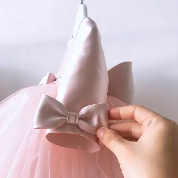 Rožinė Nėriniai Baby Girl Dress Krikšto Suknelė ilgomis Rankovėmis 1-ojo Gimtadienio, Vestuvių Krikštynų Suknelė Kūdikių Naujagimių Inscenizacija Drabužiai