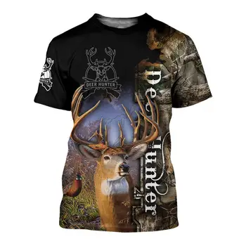 Gyvūnų Lokys/Šernas/žvejybos/Tinginys/Elnių medžioklė 3D Atspausdintas Vyrų marškinėliai vasaros Harajuku Trumpas rankovės marškinėliai, Unisex Atsitiktinis marškinėliai viršų