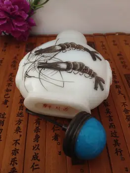 Kinija senas liu glazūra vertus, tapybos juoda krevečių mėlynos spalvos dangteliu Uosti Buteliai