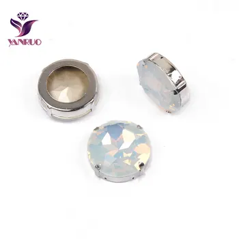 YANRUO 1201 27mm White Opal Turas Siūti Kristalų, Cirkonio Stiklo Masės Pažymėjo Atgal Išgalvotas Akmenys, Drabužių Dekoravimas