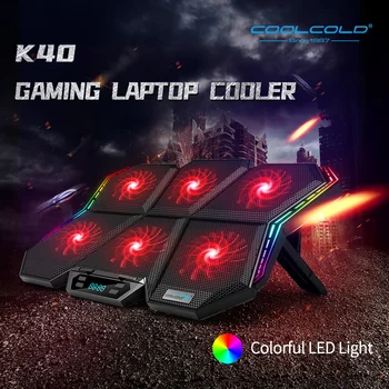 Coolcold žaidimų RGB nešiojamojo kompiuterio aušintuvas 12-17 colių Led Ekranas Nešiojamojo kompiuterio aušinimo padas Nešiojamojo kompiuterio aušintuvas stendas su Šešių Ventiliatorių ir 2 USB Prievadai