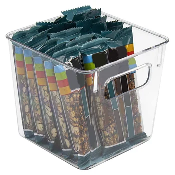 Plastikinės Sandėliavimo Dėžes, Aišku, Sandėliukas Organizatorius Lauke Šiukšlių Konteineriai, Organizuojant Virtuvės Šaldytuvas, Maisto, (Aikštės, 4-Pack)