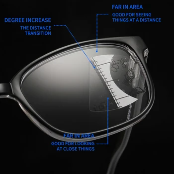 VCKA Naujas pažangus ir patogus akiniai skaitymui, gali užkirsti kelią mėlyna šviesa palaipsniui multi focus recepto akiniai +1.0 yo+3.5