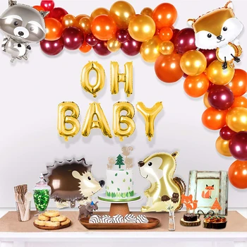Miško Tema Šaliai Dekoro Latekso Balionų Arkos už Oh Baby Baby Shower Mergaitė/Berniukas Džiunglių Gyvūnų Gimtadienio Dekoracijos Vaikams