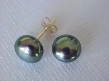 Pora gamtinių 11-12mm Gėlavandenių perlų BLACK pearl auskarai