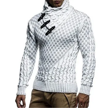 Naujas mados prekės ženklo Slim vyriški Megztiniai Atvartas ilgomis Rankovėmis Golfo Golfo vientisos Spalvos Reguliariai Megztinis Vyrams Žiemos Aukšto Kaklo
