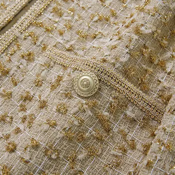 Aukštos kokybės 2019 kilimo ir tūpimo Tako Nauja Moterų Twist Tvido Paltai kišenės Mygtukai Lurex Elegantiškas Trumpas Striukes įžymybė kailis y431