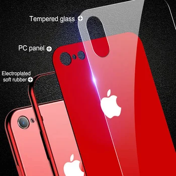 Electroplated Grūdintas Veidrodis Stiklas Telefono Veidrodis Danga iPhone XR XS Max 6S 7 8 Padengti Prabanga Atveju Telefono Stiklas Grūdintas Atveju