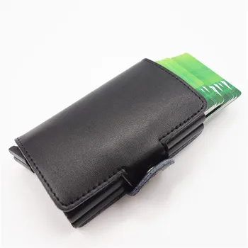 Naujas aliuminio kortelės turėtojas plonas odos RDA piniginės Antitheft mini natūralios Odos Dukart Aliuminio piniginės cridit kortelės turėtojas