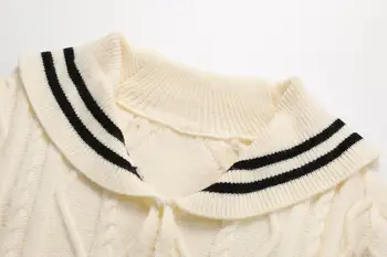 ZITY 2020 Moterų Ilgas Džemperis Ir Puloveris Sailor Apykaklės korėjos Stiliaus Mados Rudenį Megztinis Ir Džemperiai Ilgai Megzti Suknelę Traukti Femme