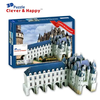 2013 naujo protingas ir laimingas žemę 3d dėlionę modelis Chateau de Chenonceau draugei dovanos 