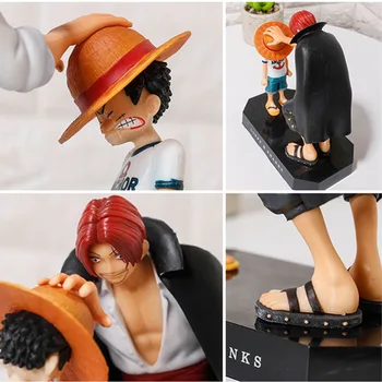 2vnt nustatyti 18cm Anime One Piece pav Akakami nr. shankusu+ Hat Luffy PVC Veiksmų Skaičius, Kolekcines, Modelis Žaislas Statulėlės vaikams