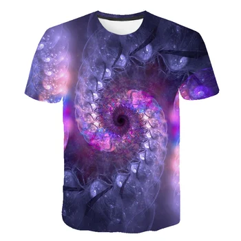 2020 Naujas Mados Psichodelinio T-shirt Fraktalas Meno Abstrakti Grafika 3D Spausdinimo Vyrai Moterys Vasarą Streetwear Atsitiktinis T marškinėliai tee