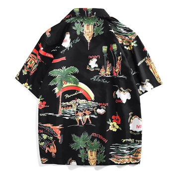 Aelfric Eden Havajų Stiliaus Spausdinti Hip-Hop Atsitiktinis Marškinėliai Streetwear Vyrų 2020 Metų Vasaros Harajuku Paplūdimio Prarasti Trumpas Rankovės Marškinėliai Black