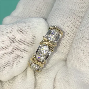 Mėgėjai Visoje žiedas Balta Geltona Aukso Užpildytas AAAAA Kubinių Zirconia Sužadėtuvių Vestuvių Juostoje Žiedai, moterų Nuotakos Piršto Papuošalai