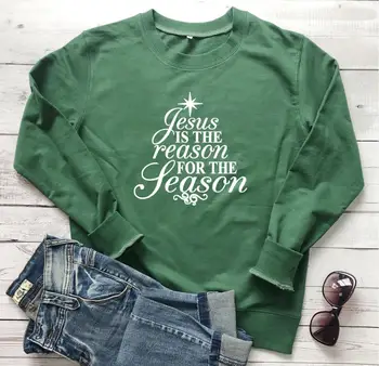 Jėzus yra priežastis, dėl Sezonas palaidinukė moterų mados juokingas Kalėdų eglutė grafinis juokinga šūkis citata vintage megztinis viršų