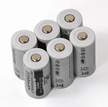20pcs CR123A), 3,7 V 16340 2200mAh li-ion Baterijos