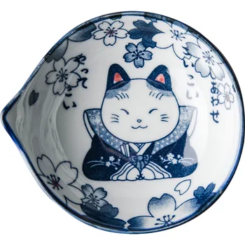 Kūrybos Japonijos Hefeng Ranka-dažytos Animaciją Kačių Keramikos Dubenėlį Šeimos Ryžių Dubenėlį Vaikų Ryžių Dubenį, Pagardinti Dubenį Panirimas Patiekalas