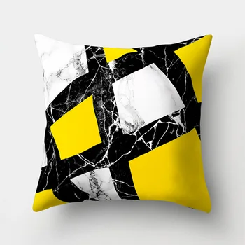 Šiaurės geltona geometrinis užvalkalas marmuro aksomo pagalvėlės užvalkalas