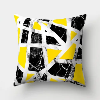 Šiaurės geltona geometrinis užvalkalas marmuro aksomo pagalvėlės užvalkalas