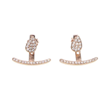 2018 aukštos kokybės 925 sterlingas sidabro, aukso rožių spalvos dvipusis auskarai nutiesti cz ausies manžetai ausies jaket sidabro auskarai