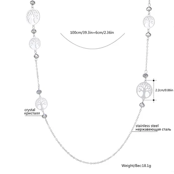 Nerūdijančio Plieno Megztinis Grandinės Karoliai Moterų Mados Gyvybės Medis 