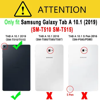 Atsparus smūgiams Silicio Minkštas gaubtas, skirtas Samsung Galaxy Tab 10.1 2019 Atveju T510 T515 SM-T510 SM-T515 Coque Funda + Screen Protector