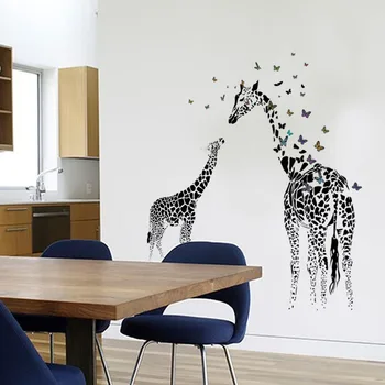 Animacinių filmų žirafa drugelis siena lipdukas sienų dekoras nuimamas Vinilo Sienos Lipdukai vaikams, miegamojo kambarį namo apdaila