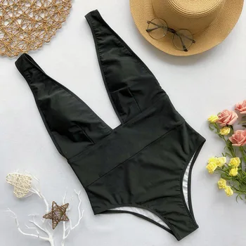 Maudymosi kostiumėliai 2019 Spausdinti vientisi maudymosi kostiumėlį Moteris Push Up Monokini V-kaklo Bodysuit Backless Maudymosi Kostiumą Moterų Paplūdimio Drabužiai