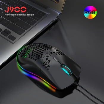 Darbalaukio Nešiojamas HXSJ J900 USB Laidinio Žaidimų Pelės RGB Žaidėjus Peles su Šešių Reguliuojamas DPI Korio Tuščiaviduriai, Ergonomiškas Dizainas