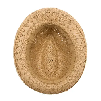 Rankų darbas Moterims šiaudų Vasaros Fedora skrybėlę Vyrų Boho Paplūdimio skrybėlę nuo Saulės skrybėlę Trilby Vaikas Panamos Skrybėlė Gangsteris Bžūp 25