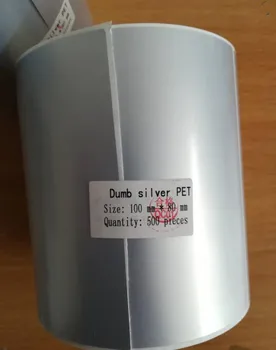 100x80mmx500 Lapas/Roll Šilumos Perdavimo Tuščią Sidabro PET Etikečių spausdintuvas popieriaus, lipnios Lauko elektroninių etiketė, Lipdukas