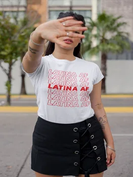 2019 m. Vasarą Latina AF Baltos spalvos marškinėlius moterims Latinas Pasididžiavimas Mergina Marškinėliai Juokingi Grafikos Morena, T-Shirt Pora Atostogų Viršūnes Treniruotės Tee