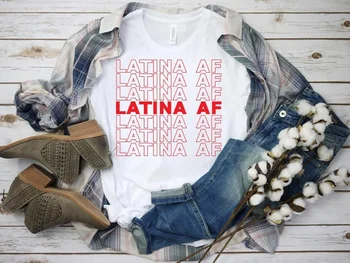 2019 m. Vasarą Latina AF Baltos spalvos marškinėlius moterims Latinas Pasididžiavimas Mergina Marškinėliai Juokingi Grafikos Morena, T-Shirt Pora Atostogų Viršūnes Treniruotės Tee