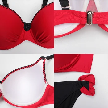 ESSV maudymosi kostiumėlį, Raudonos spalvos Push Up Bikini Komplektas Plius Dydis Moterų Maudymosi kostiumai Seksualus Paminkštintas Reguliuojamas Dirželis Ribojasi su Bikini Vasaros Maudymosi Kostiumas