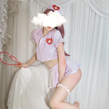 Mielas Japonijos Slaugytoja Vienodas Kawaii Tarnaitė Cosplay Anime apatinis Trikotažas, Kostiumai Rožinė Pagundai Atgal Mini Sijonas Rinkinys Erotiniai Suknelė DSW7