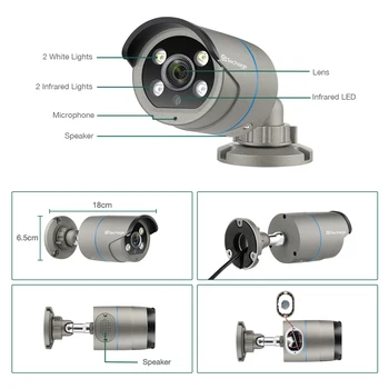 Techage 8CH HD 1080P POE Saugumo Kameros NVR Rinkinys, CCTV AI Veido Aptikimo IP Kamera 2MP, Dviejų krypčių Garso, Vaizdo magnetofoną, RU Šalinimas