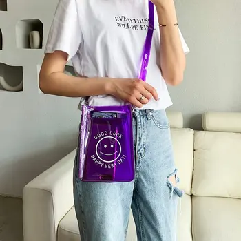 Krepšys moteris 2020 naujas vasaros Želė maišą mados besišypsantis veidas skaidrų maišelį tendencija universalus vieną petį atsitiktinis cross-body bag