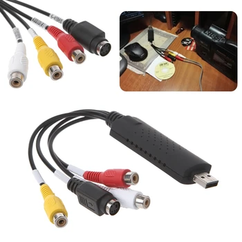 USB 2.0 Video Capture Card Adapterio, TV, DVD, VHS DVR Converter For PC VAIZDO Kamera Naujo Dizaino Aukštos Kokybės
