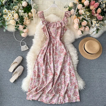 Kilimo Ir Tūpimo Tako Dizaineris Suknelė Moterų 2020 M. Vasarą Elegantiškas Ruffles Gėlių Spausdinti Ilga Suknelė
