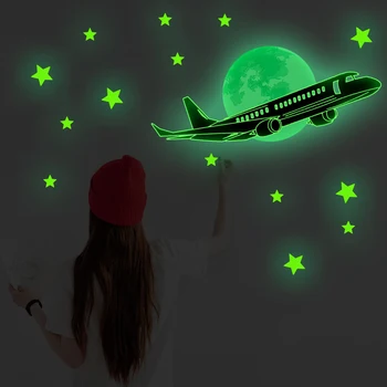Tofok Šviesos Lėktuvo Žvaigždžių Liuminescencinės Siena Lipdukas, Miegamojo Švyti Tamsoje Animacinių filmų 